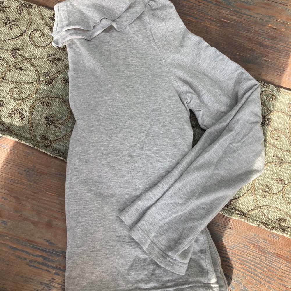 Boston Proper Grey Knit Ruffle Zip Jacket - Picture 5 of 5